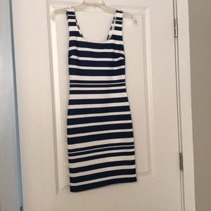 Navy & White Striped Bodycon Dress